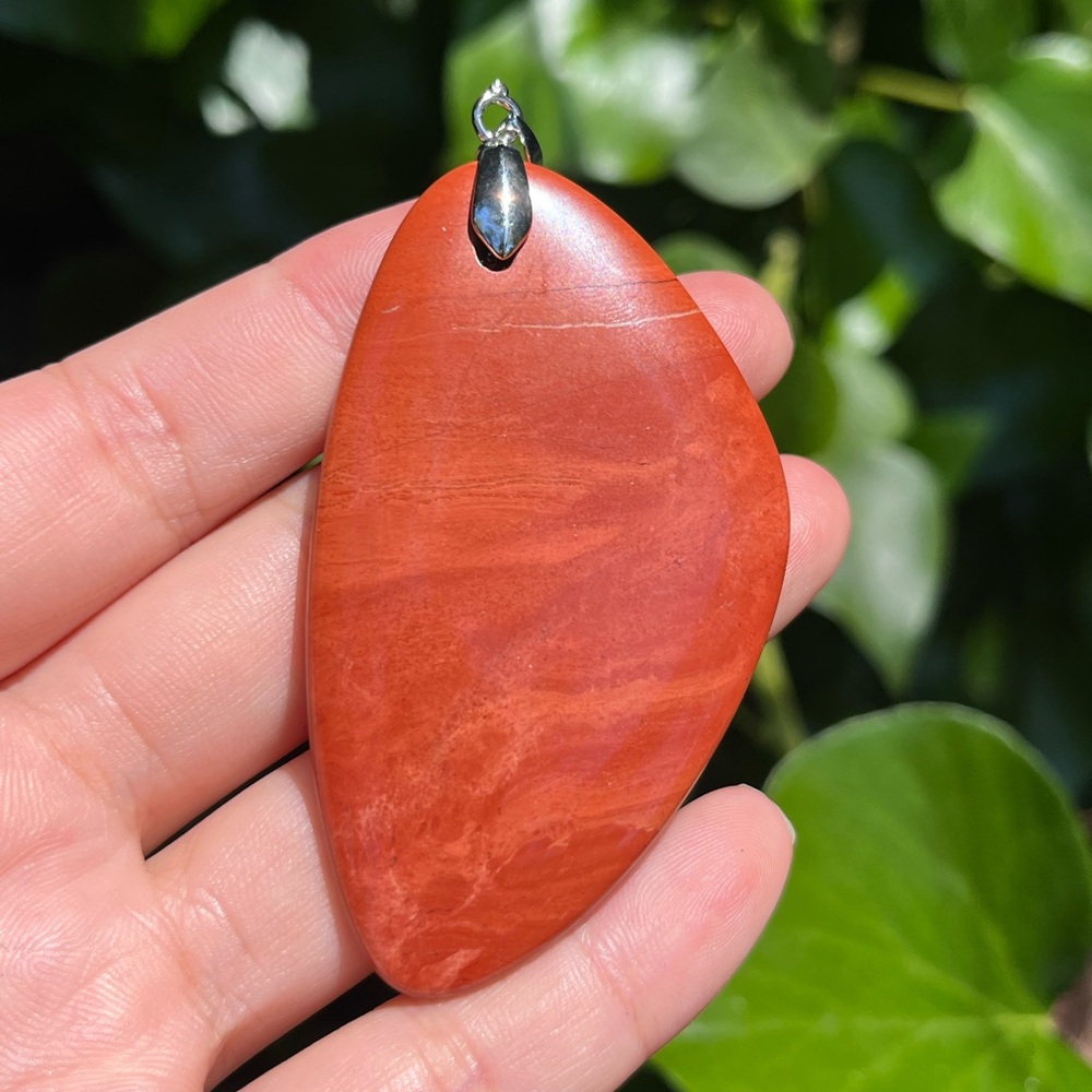 Silver plated large red mookaite‎ pendant